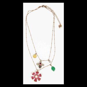 Betsey Johnson Garden Party 2-Tiered Gold Tone Chain Necklace EUC